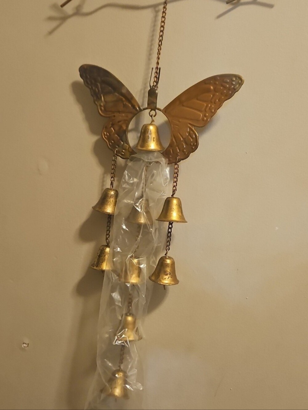 Ancient Graffiti Hanging Metal Butterfly - Copper Tone